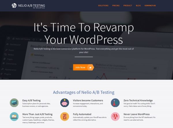 nelio AB testing 플로그인_홈페이지