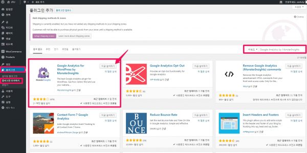 Google Analytics by MonsterInsights 플러그인 추가 설치 활성화하기