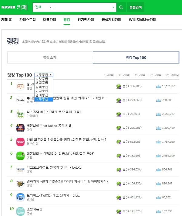 네이버 카페 랭킹