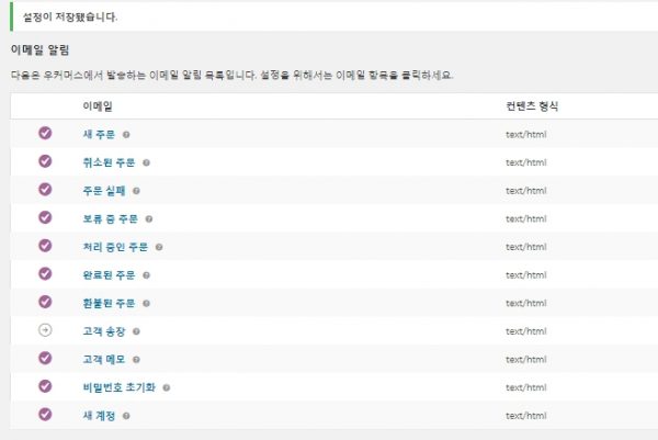 알람을 받을 이메일양식들