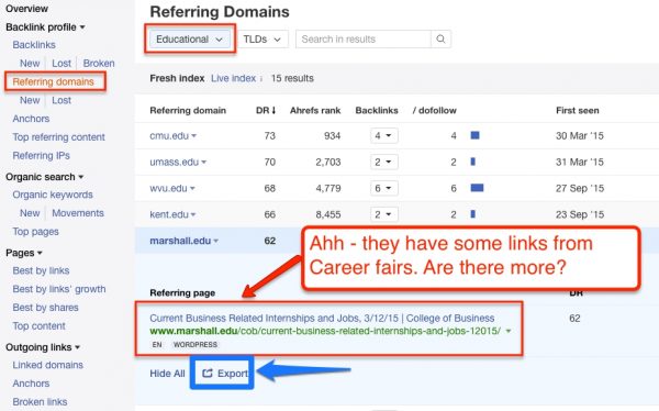ahrefs_참조사이트 내보내기