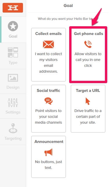 hellobar_choose goal_get_phone_call