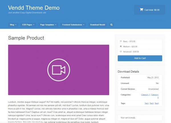 easy digital download plugin-product sample page