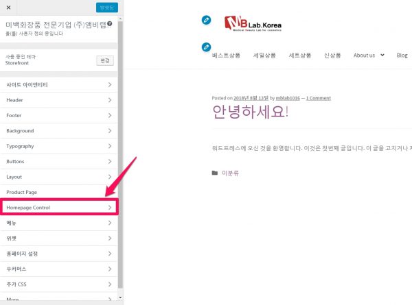 homepage control plugin_사용자정의