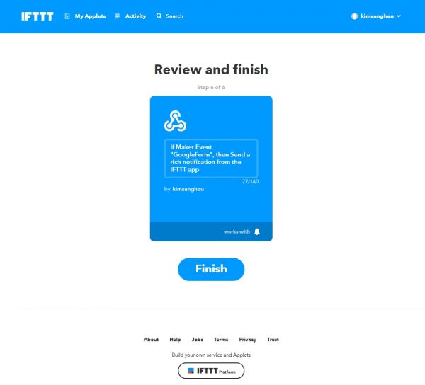 ifttt_New Applet_9_finish