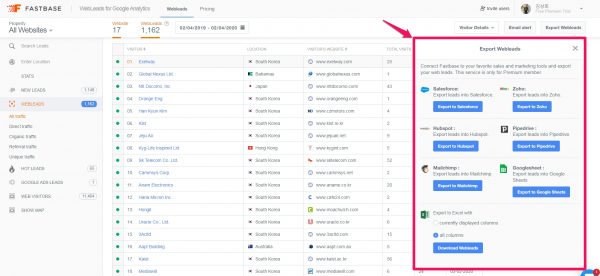 fasbase의 Export Webleads_lead 정보 내보내기