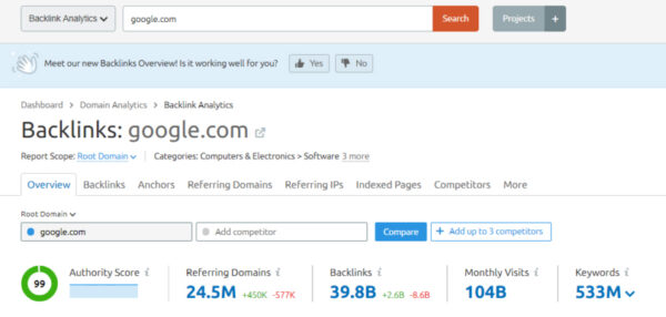 Semrush를 이용한 백링크 확인-2
