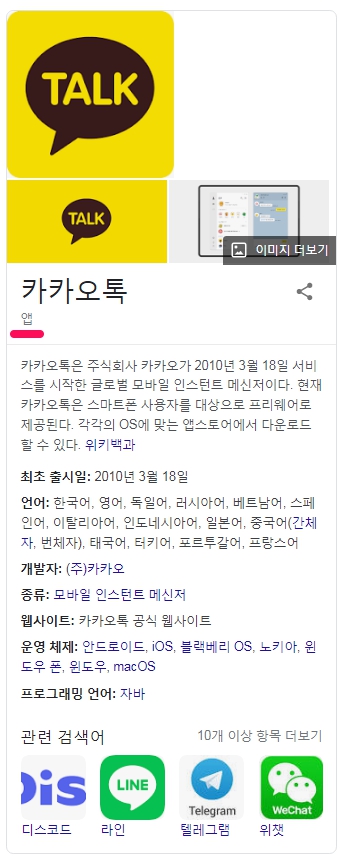 카카오톡-앱-지식그래프카드