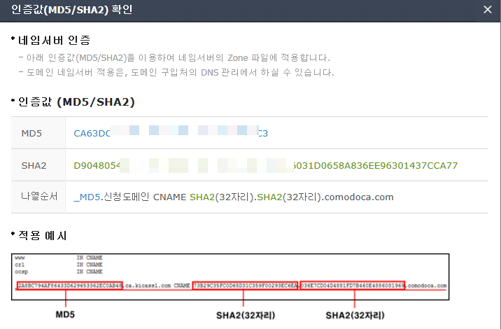 네임서버 인증-C네임 인증방식을 이용하여 도메인 소유권 인증을 위한 인증값 확인