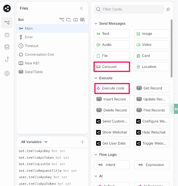 botpress-carousel-Excute code