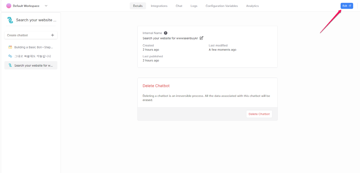 botpress-대시보드에서 챗봇 편집 시작하기